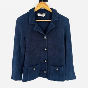 Vintage 80s Worldly Things Cardigan Blazer Jacket Silk Knit Like St John Sz 12